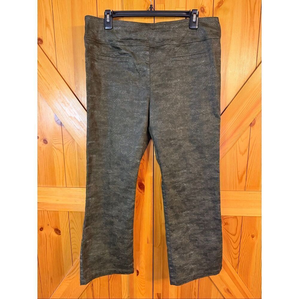 ELLIOTT LAUREN Shinny Charcoal Herringbone Textured Stretch Pants Size 14 (6908)